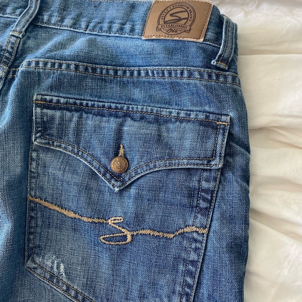 Seven7 for All Mankind Relaxed Flap Washed Blue Men's Jeans - 36"